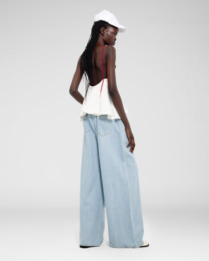 Wide-Leg Light Wash Jeans