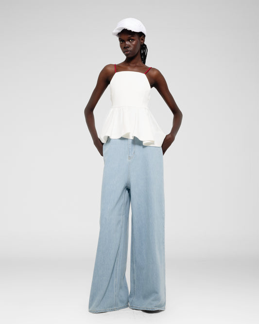 Wide-Leg Light Wash Jeans
