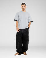 Check Hem Tee — Grey