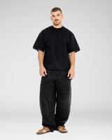 Check Hem Tee — Black