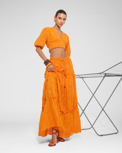 Eyelet Maxi Skirt 