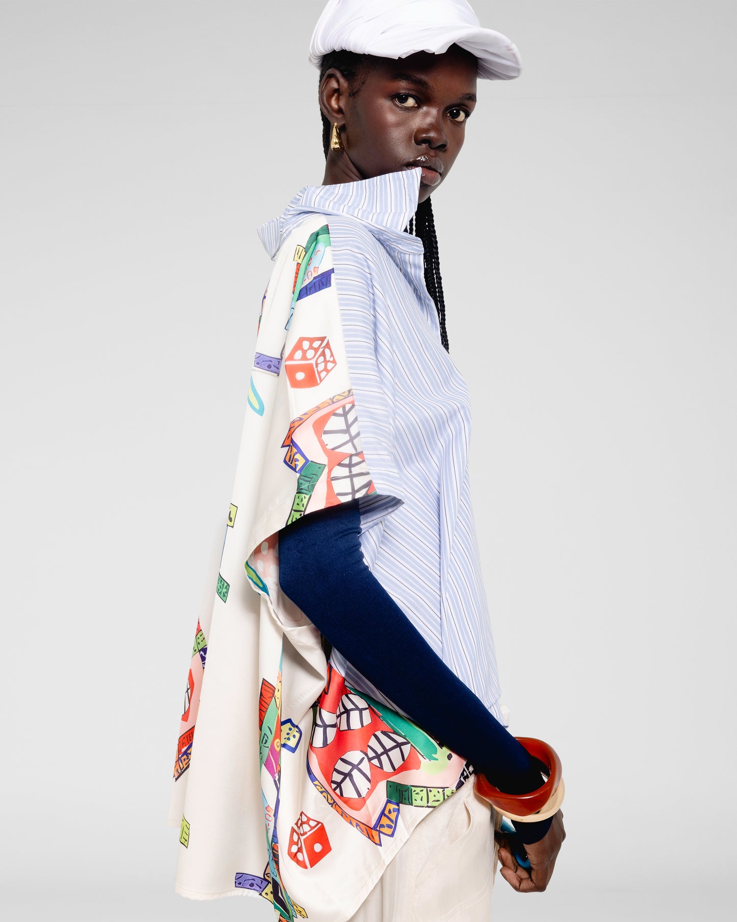 Playful Print Cape Shirt 
