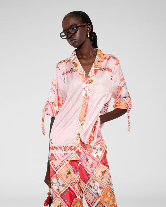 Pink Printed Silk Shirt