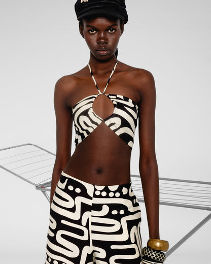 Abstract Halter Top
