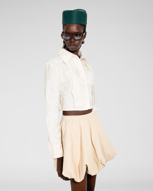 Golden Flowers Cropped Shirt 