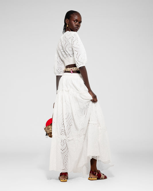 Eyelet Maxi Skirt 