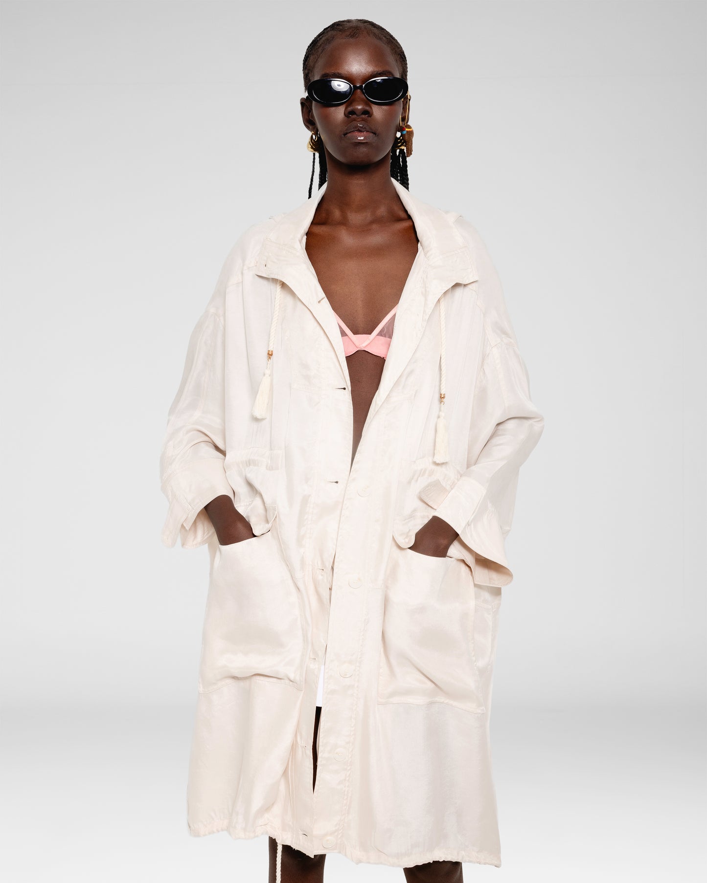 Silk Drawstring Parka