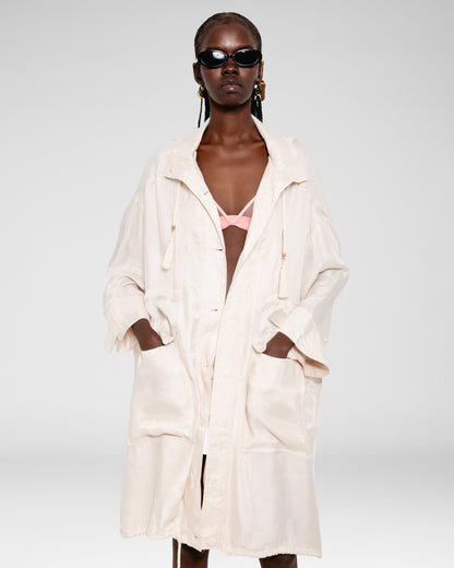 Silk Drawstring Parka