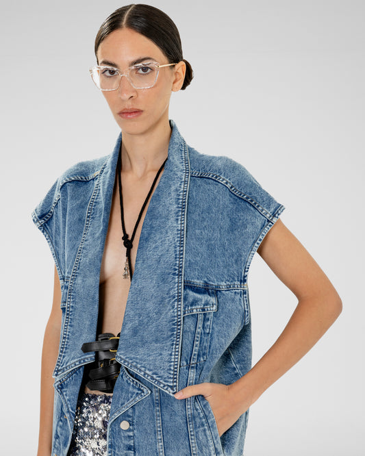  Lapel Denim Vest
