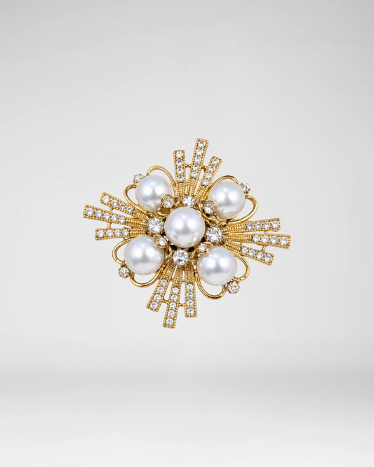 Pearl Radiance Crystal Brooch