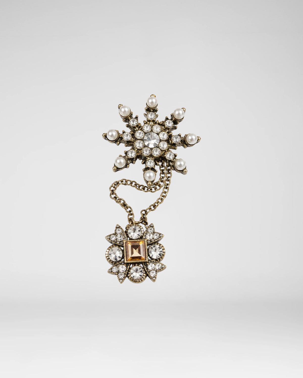 Celestial Pearl & Crystal Brooch Set