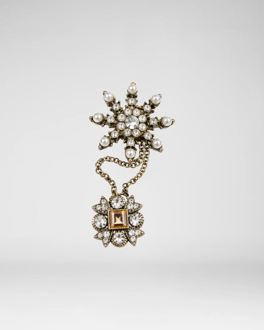 Celestial Pearl & Crystal Brooch Set