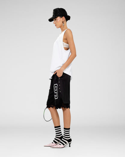 Lace-Hem Varsity Shorts