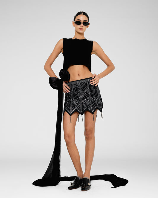 Metallic Stud‑Dot Skirt
