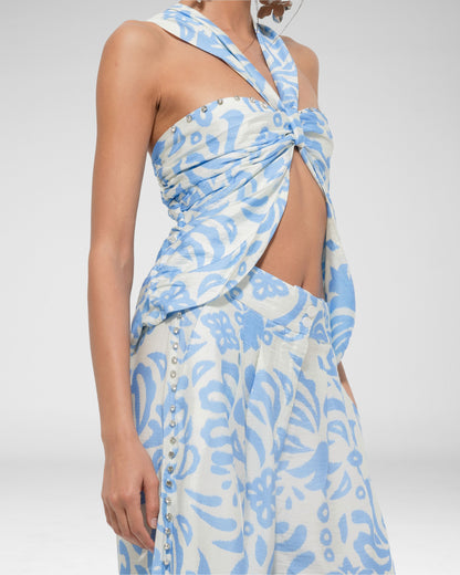 Coastal Flourish Halter Top
