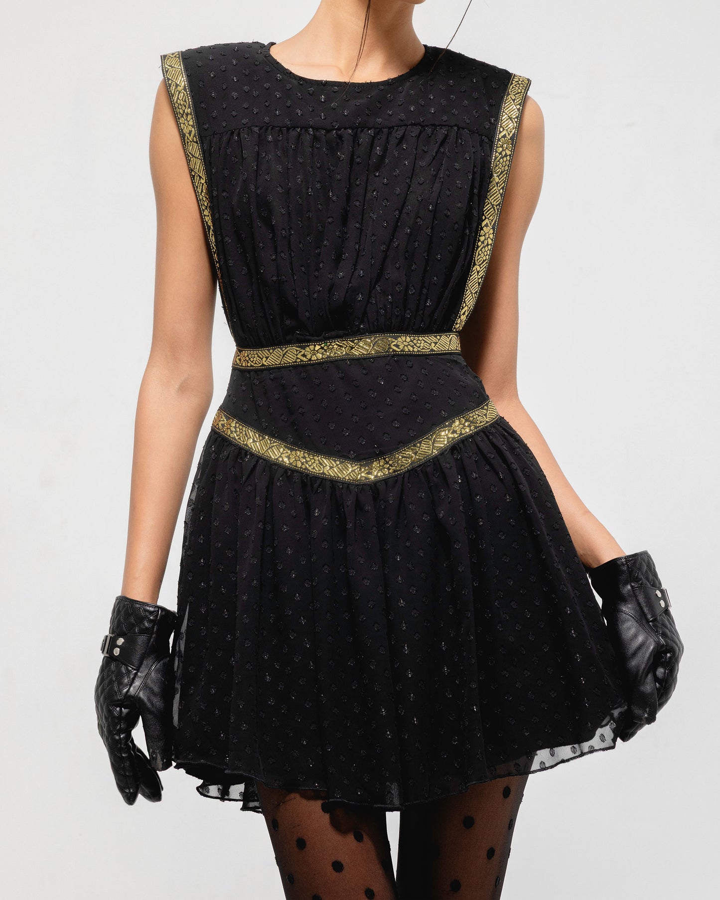 Embellished Trim Mini Dress