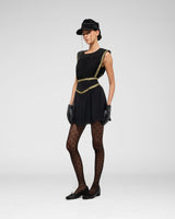 Embellished Trim Mini Dress — Black