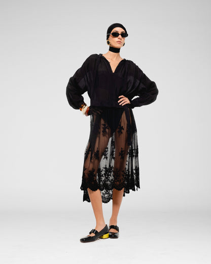 Lace-Trim Blouse