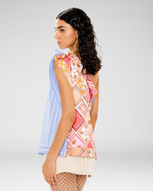 Artistic Off-Shoulder Print Top