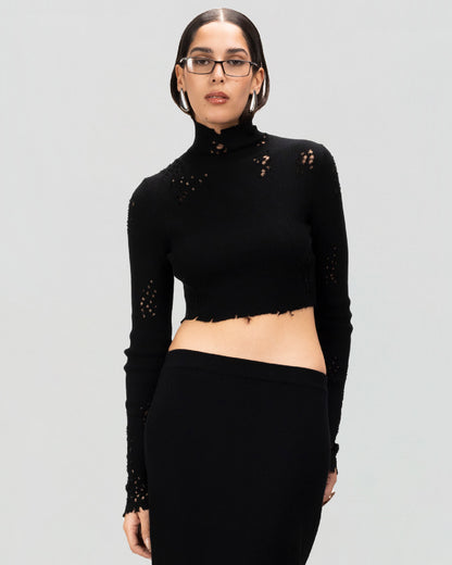 Cutline Cropped Knit Top