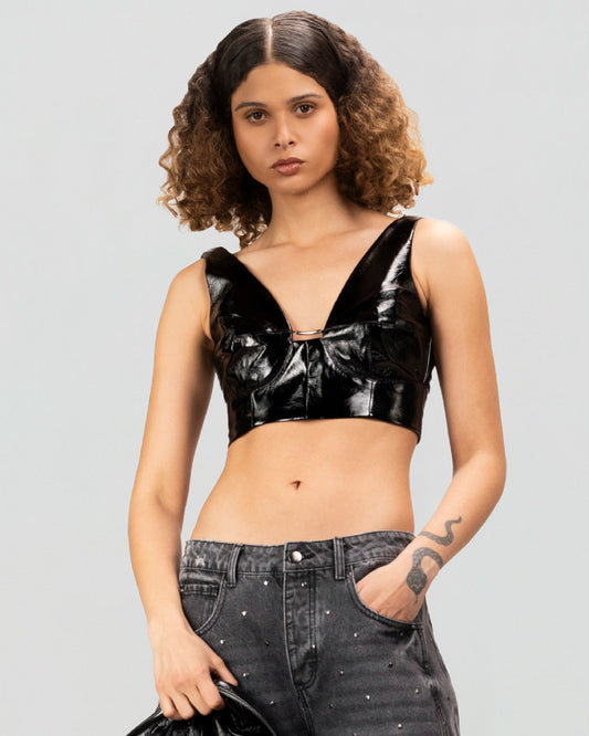 Midnight Patent Bralette Top