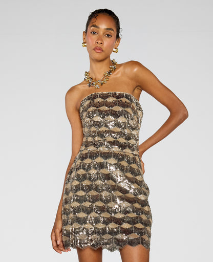 Facet Shine Mini Dress