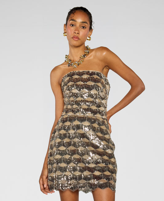 Facet Shine Mini Dress