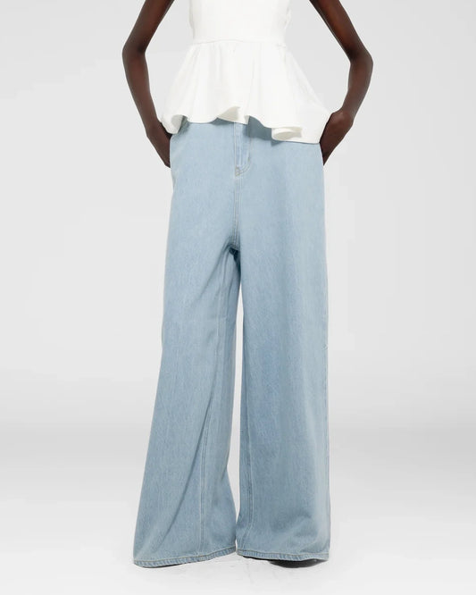 Wide-Leg Light Wash Jeans