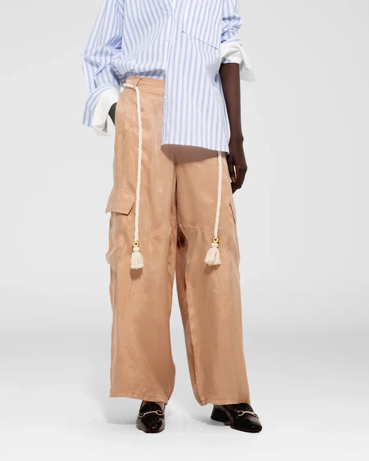 Satin Cargo Pants