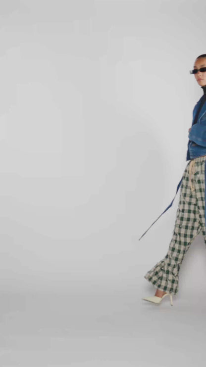 Crinkle Check Easy Pants