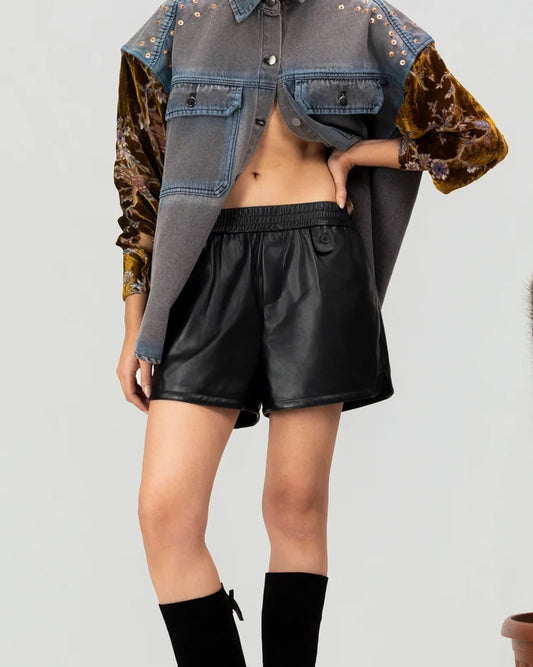 Midnight Faux Leather Shorts