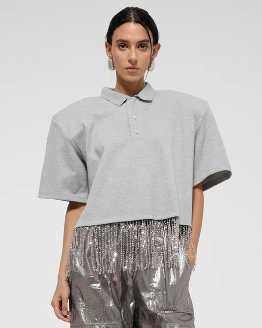 Crystal Fringe Polo T-shirt