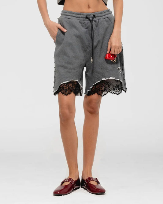 Lace-Trim Sweat Shorts