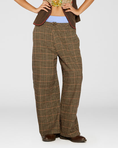 Hybrid Check Wide Pants